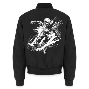 Snowboarders - Unisex Bomber Jacket - black - Back - AI Model Male 185 light (185cm)