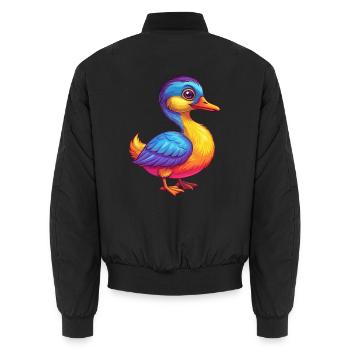 Haubentaucher Bunte Kawaii Cartoon Figur Vogel - Unisex Bomberjacke - Schwarz - Hinten - AI Model Male 185 light (185cm)