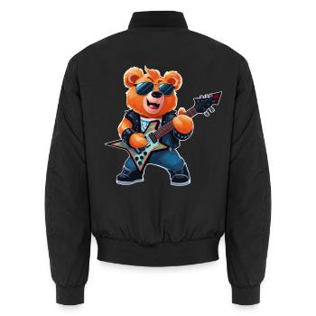 Heavy Metal Teddy Bear Guitariste - Bomber unisexe - noir - Dos - AI Model Male 185 light (185cm)