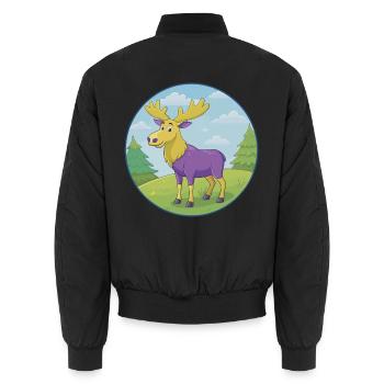 Elch süße Kawaii Cartoon Clipart Tier Haustier - Unisex Bomberjacke - Schwarz - Hinten - AI Model Male 185 light (185cm)