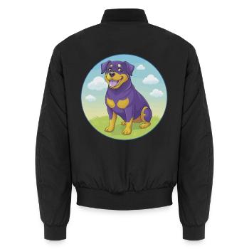 Rottweiler Hund Niedlich Kawaii Cartoon Clipart Tier - Unisex Bomberjacke - Schwarz - Hinten - AI Model Male 185 light (185cm)