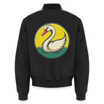 cygne mignon kawaii dessin animé clipart animal de compagnie - Bomber unisexe - noir - Dos - AI Model Male 185 light (185cm)
