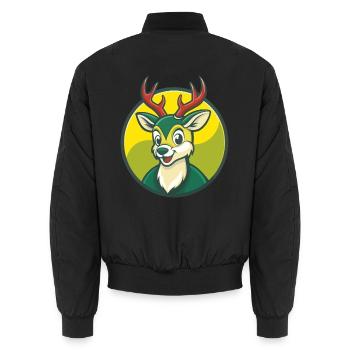 Deer Cute Kawaii Cartoon Clipart Pet Animal - Unisex Bomber Jacket - black - Back - AI Model Male 185 light (185cm)