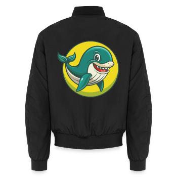 Blauwal Niedlich Kawaii Cartoon Clipart Haustier Tier - Unisex Bomberjacke - Schwarz - Hinten - AI Model Male 185 light (185cm)