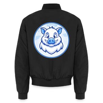 Wildschwein Blau Kawaii Cartoon Figur Clipart Haustier - Unisex Bomberjacke - Schwarz - Hinten - AI Model Male 185 light (185cm)