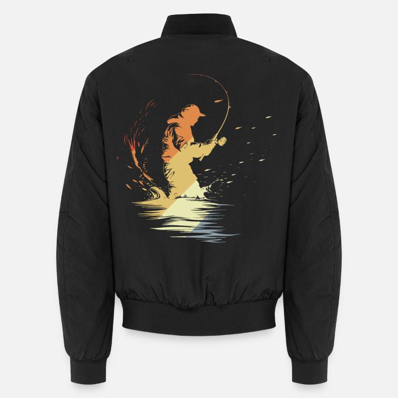 Vintage Angler Graphic Unisex Bomber Jacket