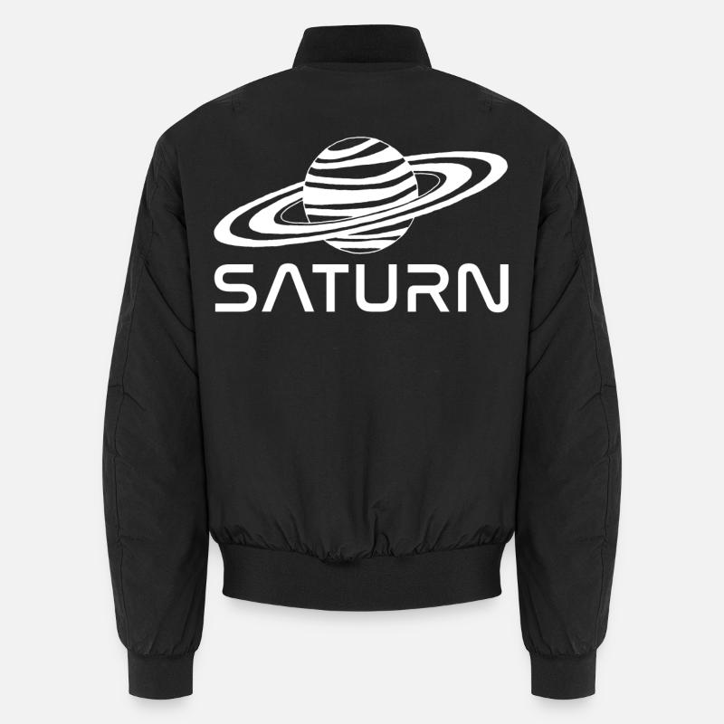 White Saturn Planet - Unisex Bomber Jacket - black