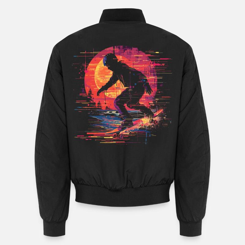 Skateboarder Pixel Art - Unisex Bomberjacke - Schwarz