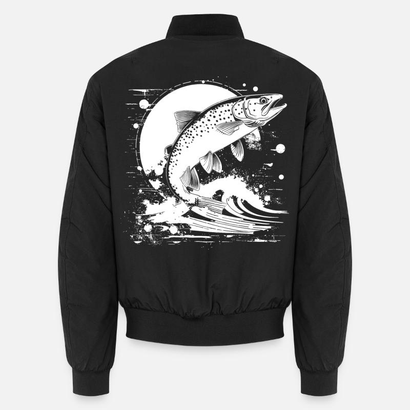 Graphique de pêche - Bomber unisexe - noir