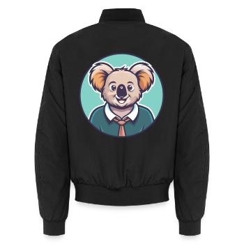 Koala Kawaii Cartoon Figur Tier Haustier Gesicht - Unisex Bomberjacke - Schwarz - Hinten - AI Model Male 185 light (185cm)