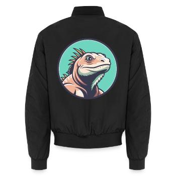 Leguan Kawaii Cartoon Figur Tier Haustier Gesicht - Unisex Bomberjacke - Schwarz - Hinten - AI Model Male 185 light (185cm)