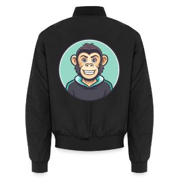 Affe Kawaii Cartoon Figur Tier Haustier Gesicht - Unisex Bomberjacke - Schwarz - Hinten - AI Model Male 185 light (185cm)