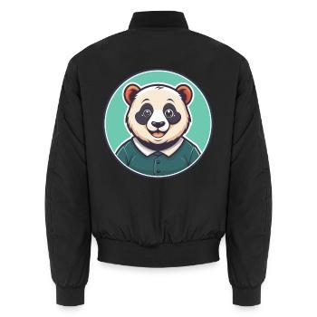 Panda Kawaii Dessin animé Personnage Animal Animal Visage - Bomber unisexe - noir - Dos - AI Model Male 185 light (185cm)