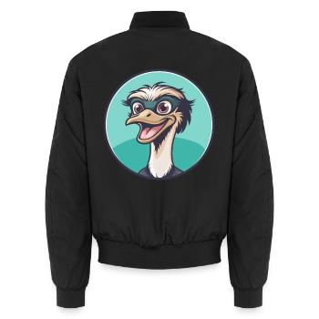 autruche kawaii dessin animé personnage animal visage d’animal - Bomber unisexe - noir - Dos - AI Model Male 185 light (185cm)