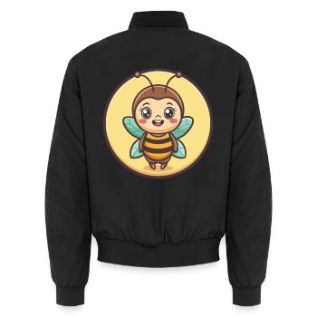 Abeille Kawaii Dessin Animé Personnage Animal Animal Visage - Bomber unisexe - noir - Dos - AI Model Male 185 light (185cm)
