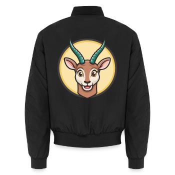 antilope kawaii dessin animé personnage animal visage d’animal de compagnie - Bomber unisexe - noir - Dos - AI Model Male 185 light (185cm)