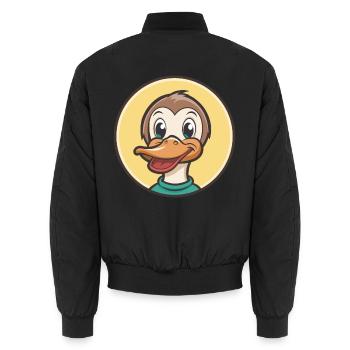 Ente Kawaii Cartoon Figur Tier Haustier Gesicht - Unisex Bomberjacke - Schwarz - Hinten - AI Model Male 185 light (185cm)