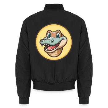 Crocodile Kawaii Dessin animé Personnage Animal Animal Visage - Bomber unisexe - noir - Dos - AI Model Male 185 light (185cm)