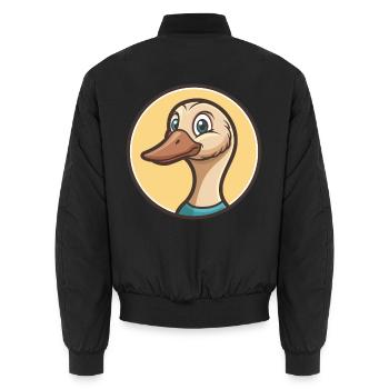 Gans Kawaii Cartoon Figur Tier Haustier Gesicht - Unisex Bomberjacke - Schwarz - Hinten - AI Model Male 185 light (185cm)