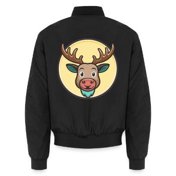 Elch Kawaii Cartoon Figur Tier Haustier Gesicht - Unisex Bomberjacke - Schwarz - Hinten - AI Model Male 185 light (185cm)