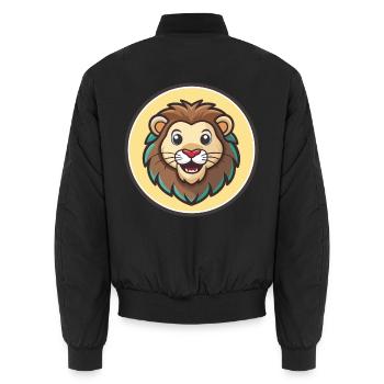 Lion Kawaii Dessin Animé Personnage Animal Animal Visage - Bomber unisexe - noir - Dos - AI Model Male 185 light (185cm)
