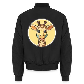 Giraffe Kawaii Cartoon Figur Tier Haustier Gesicht - Unisex Bomberjacke - Schwarz - Hinten - AI Model Male 185 light (185cm)