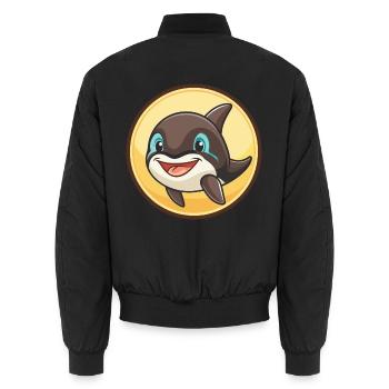Orca Kawaii Dessin animé Personnage Animal Animal Visage - Bomber unisexe - noir - Dos - AI Model Male 185 light (185cm)