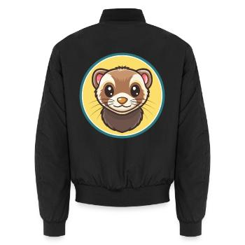 Frettchen Kawaii Cartoon Figur Tier Haustier Gesicht - Unisex Bomberjacke - Schwarz - Hinten - AI Model Male 185 light (185cm)