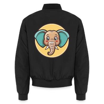 Elefant Kawaii Cartoon Figur Tier Haustier Gesicht - Unisex Bomberjacke - Schwarz - Hinten - AI Model Male 185 light (185cm)