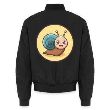 Schnecke Kawaii Cartoon Figur Tier Haustier Gesicht - Unisex Bomberjacke - Schwarz - Hinten - AI Model Male 185 light (185cm)