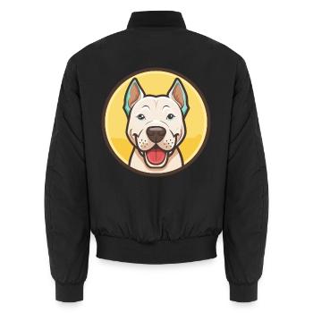 Dogue Argentino Chien Race Dessin animé Kawaii Clipart - Bomber unisexe - noir - Dos - AI Model Male 185 light (185cm)