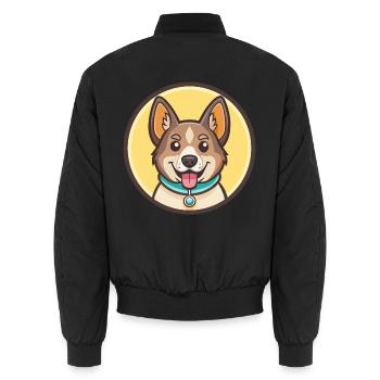 Hygenhund Chien Race Dessin animé Kawaii Clipart Animal - Bomber unisexe - noir - Dos - AI Model Male 185 light (185cm)
