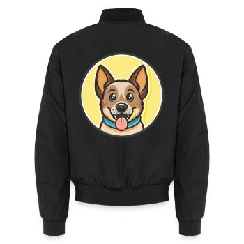 Levesque Chien Race Coloré Dessin animé Kawaii Clipart - Bomber unisexe - noir - Dos - AI Model Male 185 light (185cm)