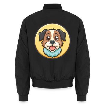 Lagotti Romagnoli Race Chien Dessin Animé Kawaii Clipart - Bomber unisexe - noir - Dos - AI Model Male 185 light (185cm)