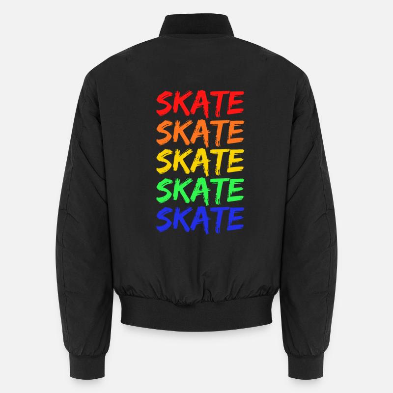 Rainbow Skate Lettering - Unisex Bomber Jacket - black
