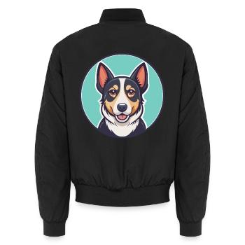 bossie chien race dessin animé kawaii clipart animal de compagnie - Bomber unisexe - noir - Dos - AI Model Male 185 light (185cm)