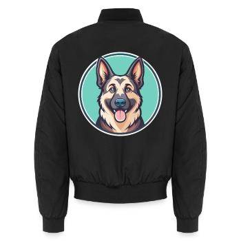 Garafian Shepherd Dog Breed Cartoon Kawaii Clipart - Unisex Bomber Jacket - black - Back - AI Model Male 185 light (185cm)