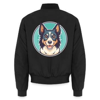 Chien de berger nord-américain race dessin animé Kawaii - Bomber unisexe - noir - Dos - AI Model Male 185 light (185cm)