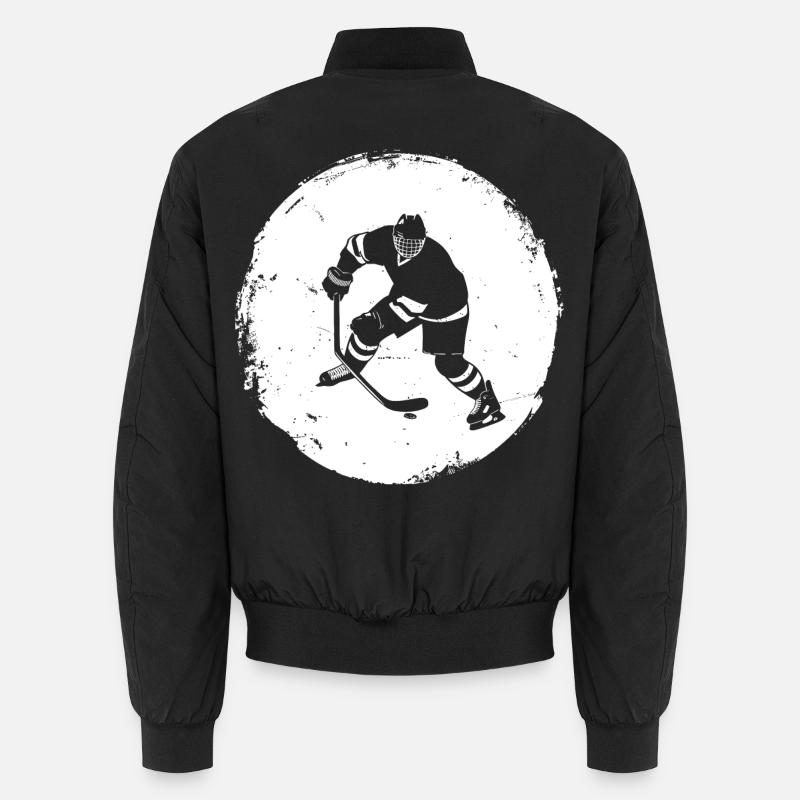 Eishockeyspieler Zeichnung - Unisex Bomberjacke - Schwarz