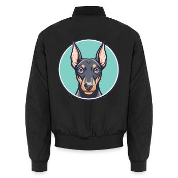 Sarabi Hund Rasse Cartoon Kawaii Clipart Tier Haustier - Unisex Bomberjacke - Schwarz - Hinten - AI Model Male 185 light (185cm)