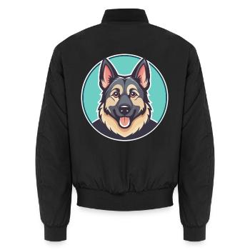 Shiloh Shepherd Dog Breed Cartoon Kawaii Clipart - Unisex Bomber Jacket - black - Back - AI Model Male 185 light (185cm)