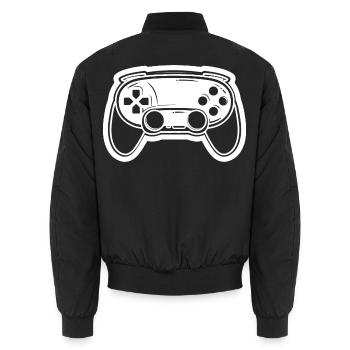 Video Game Controller Drawing - Unisex Bomber Jacket - black - Back - AI Model Male 185 light (185cm)
