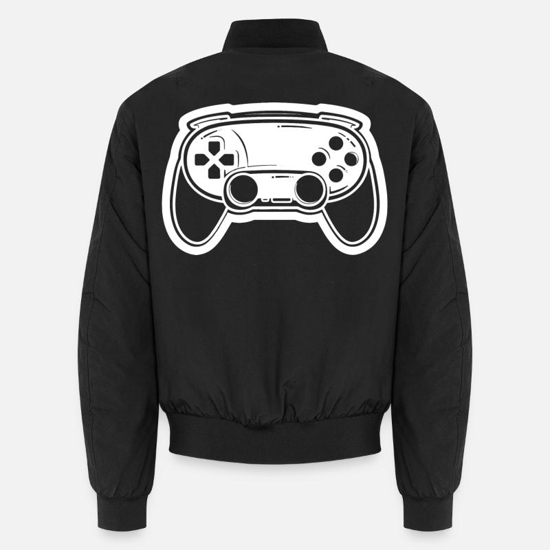 Video Game Controller Drawing - Unisex Bomber Jacket - black