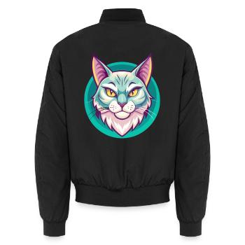 Égéen Chat Race Dessin Animé Kawaii Animal Pet - Bomber unisexe - noir - Dos - AI Model Male 185 light (185cm)