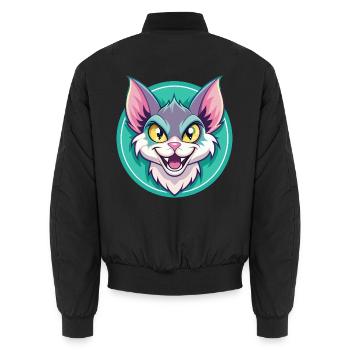 Lykoi Chat Race Dessin Animé Kawaii Animal Pet - Bomber unisexe - noir - Dos - AI Model Male 185 light (185cm)