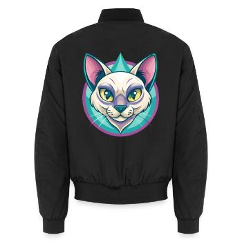Chat thaïlandais race dessin animé Kawaii Animal Pet - Bomber unisexe - noir - Dos - AI Model Male 185 light (185cm)