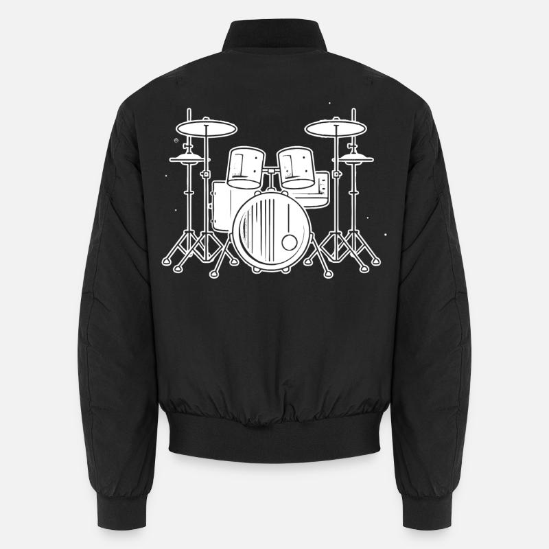 Drum Set Drawing - Unisex Bomber Jacket - black