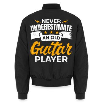 Never underestimate an old guitarist - Unisex Bomber Jacket - black - Back - AI Model Male 185 light (185cm)