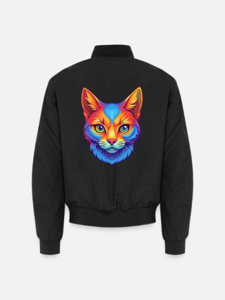 Europäische Kurzhaarkatze Rasse Cartoon Kawaii Tier - Unisex Bomberjacke - Schwarz