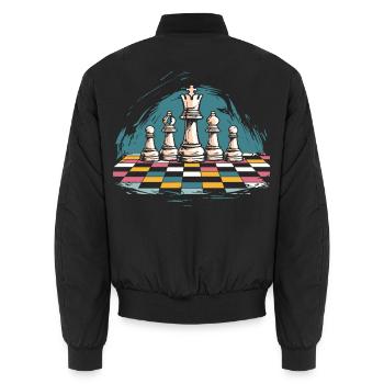 Chess Graphics - Unisex Bomber Jacket - black - Back - AI Model Male 185 light (185cm)